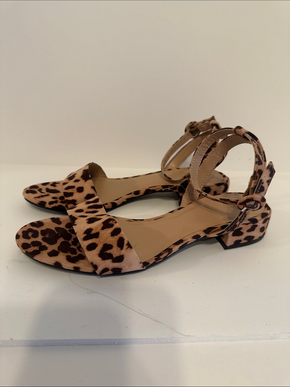 a new day Leopard Print Ankle Strap Sandals - Tan & Dark Brown